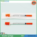 disposable orange cap insulin syringe with needle